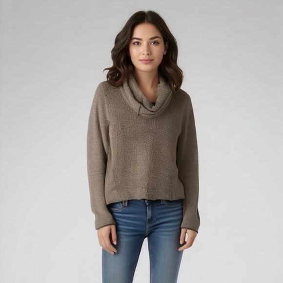 Eileen Fisher System Size M Organic Cotton‎ Cowl Neck Pullover Sweater Gray Knit - Picture 1 of 8